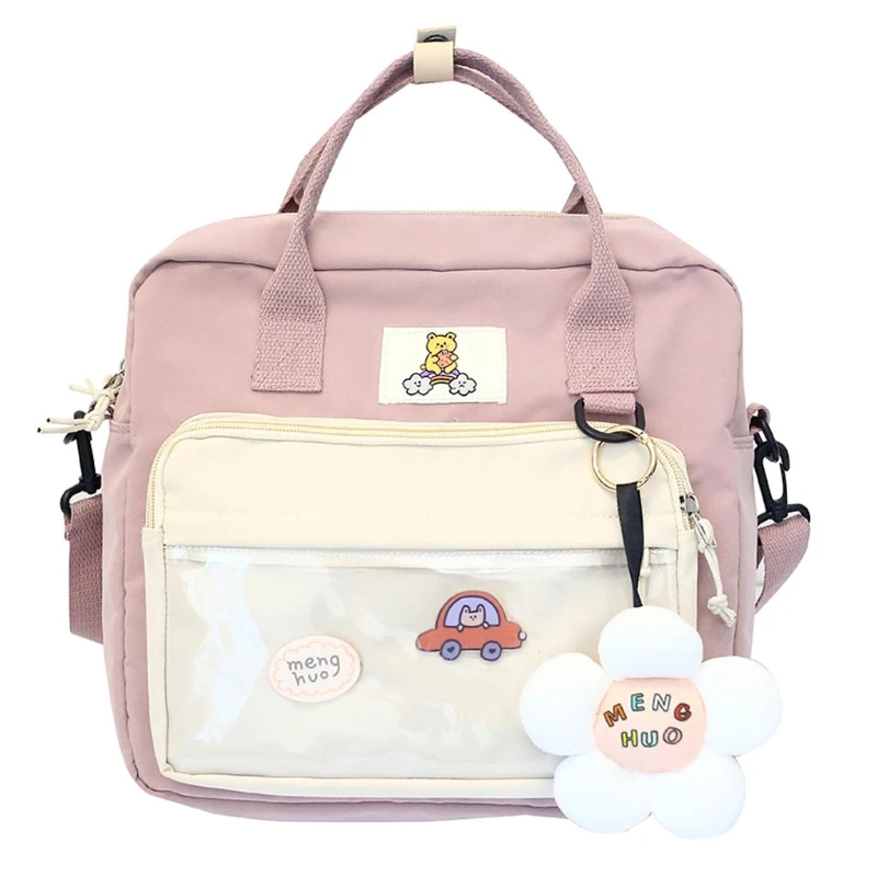 Милый мультяшный рюкзак с принтом этикеток подвеской и прозрачным передним