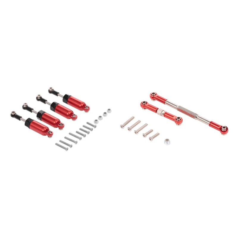 

2 Set RC Car Spare Parts: 1 Set Alloy Shock Absorber & 1 Set RC Steering Rod Aluminum Alloy Steering Linkage Rod Set