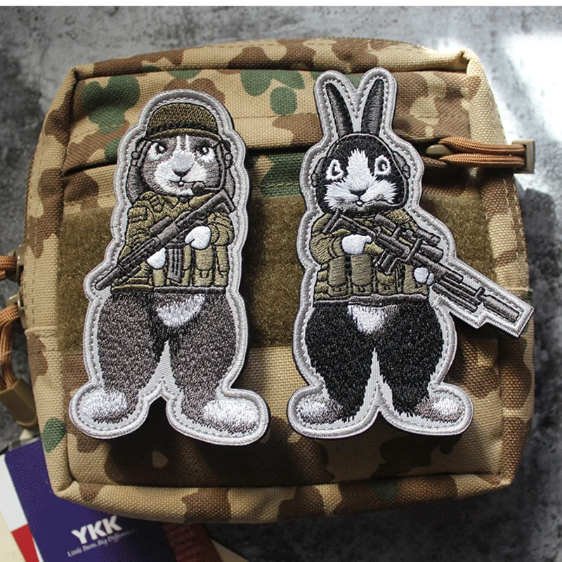 Нашивки с вышивкой животных тактические нашивки эмблемой кролика собаки солдата