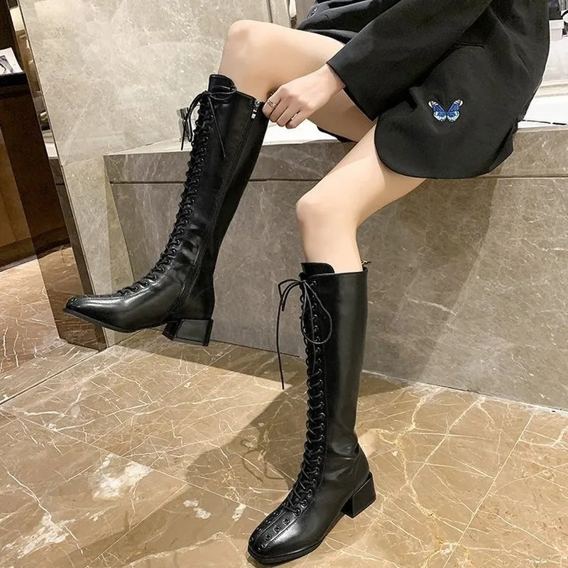 Женские ботфорты из натуральной кожи на низком каблуке Размеры 35 43|Ботфорты| |