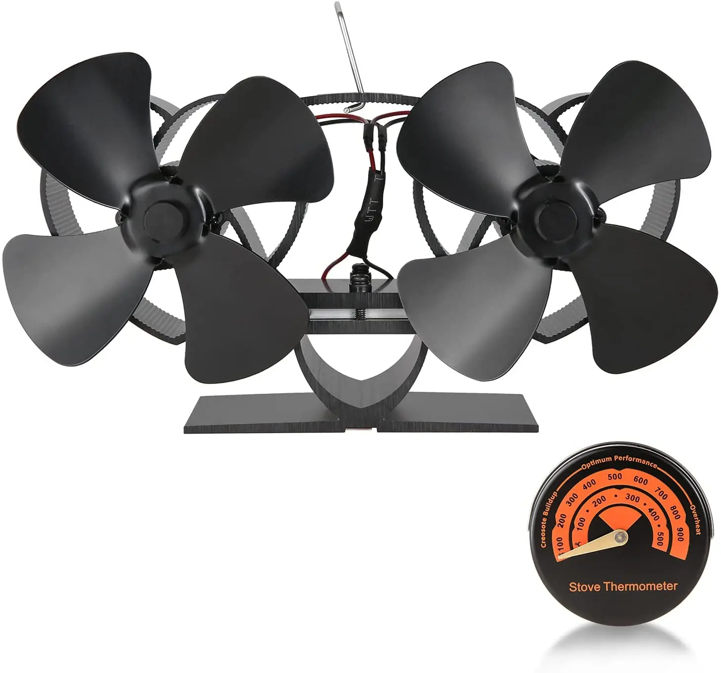 1 set Double Headed 8-blade firewood fireplace fan Heat Powered Wood Burner Eco Stove Fan Quiet камин chimeneas sin calor |