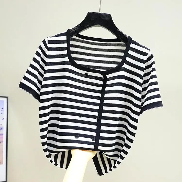 

Summer Ice Silk Square Neck Knitted Sweater