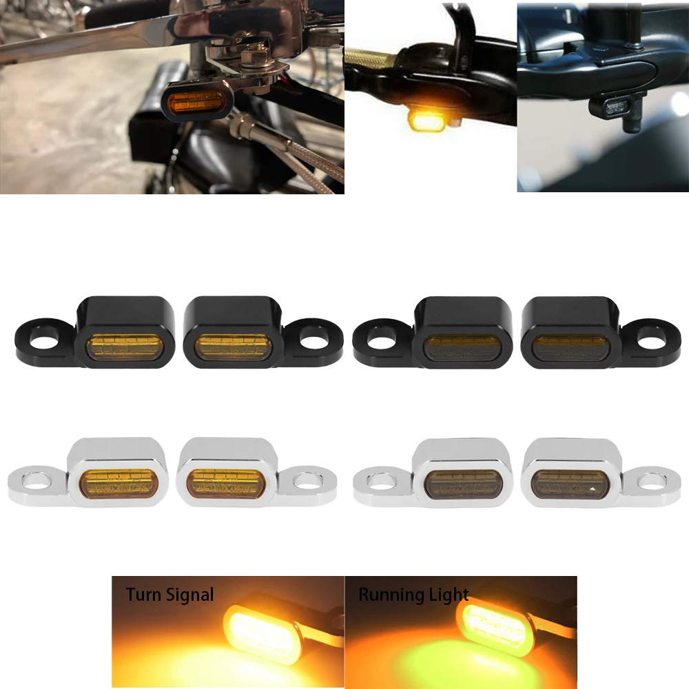 2X Motorcycle LED Turn Signal Indicator Light Black/Chrome For Harley Touring Road Street Glide FLHR 2014-2021 Softail 2016-2017