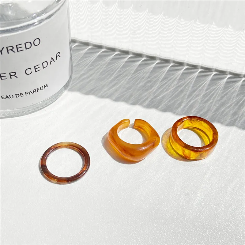 LETAPI корейские винтажные прозрачные разноцветные кольца из смолы шикарные