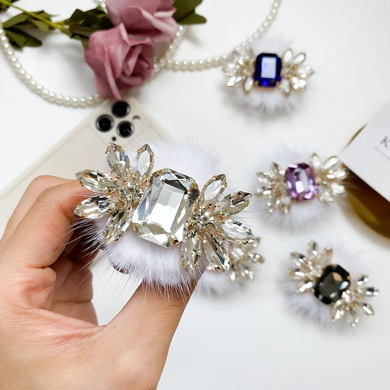 

DIY Luxury Crystal Phone Holder Portable Grip Tok for IPhone Samsung Mobile Phone Accessories 2021 New High Quality Phone Socket