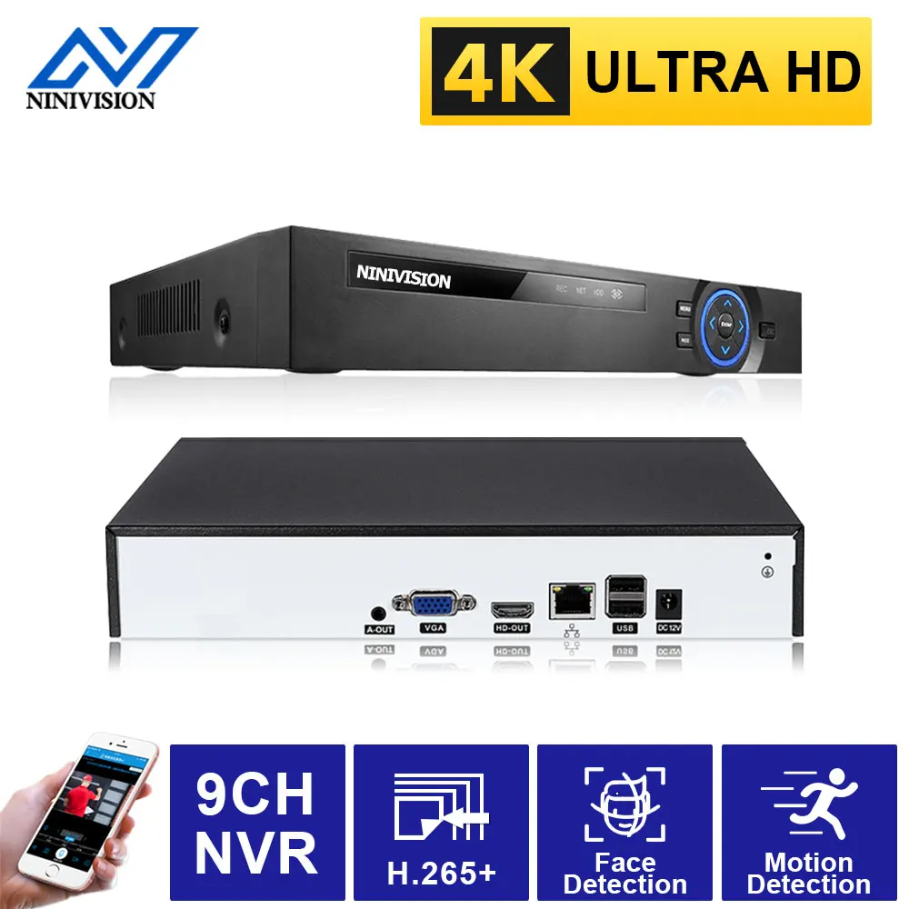 

8 Channel CCTV Video Surveillance Recorder Face/Motion Detection 9CH 4K NVR Network Video Recorder XMEYE