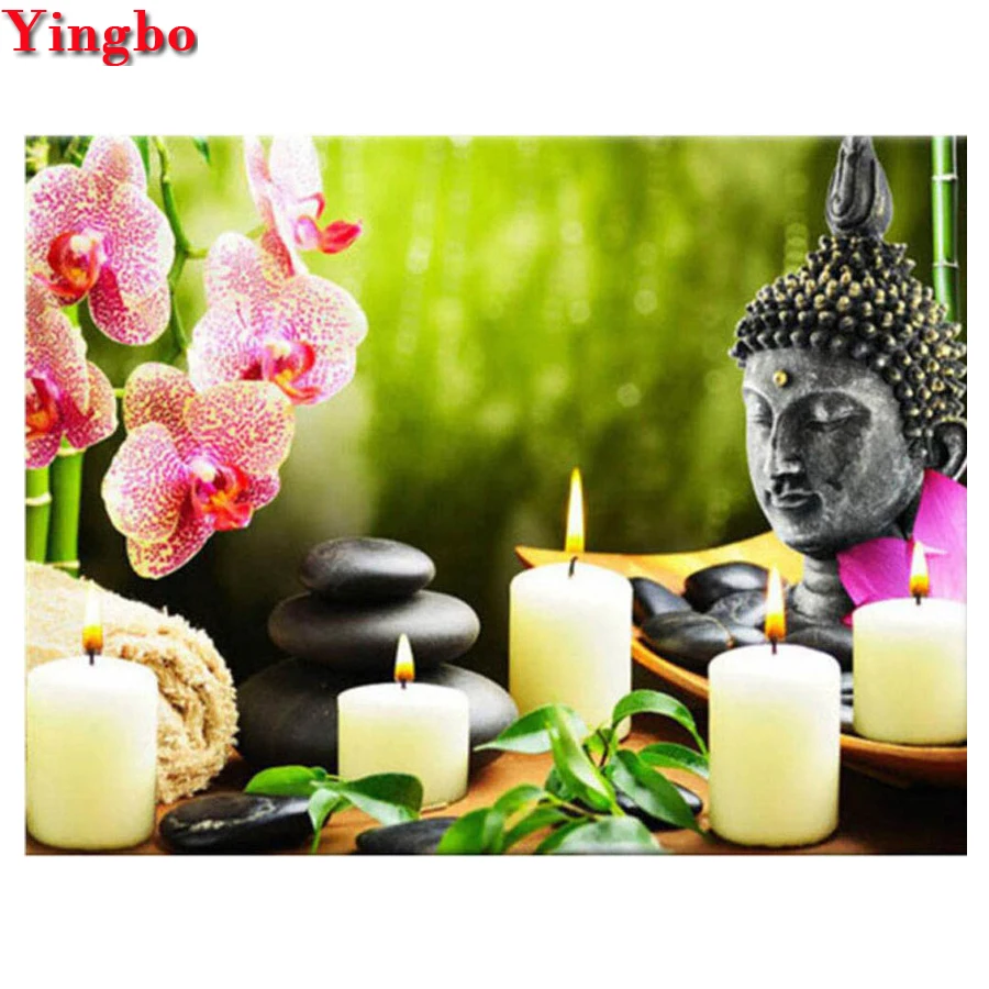 Алмазная вышивка &quotсделай сам&quot Орхидея/Будда/камень/свеча алмазная живопись