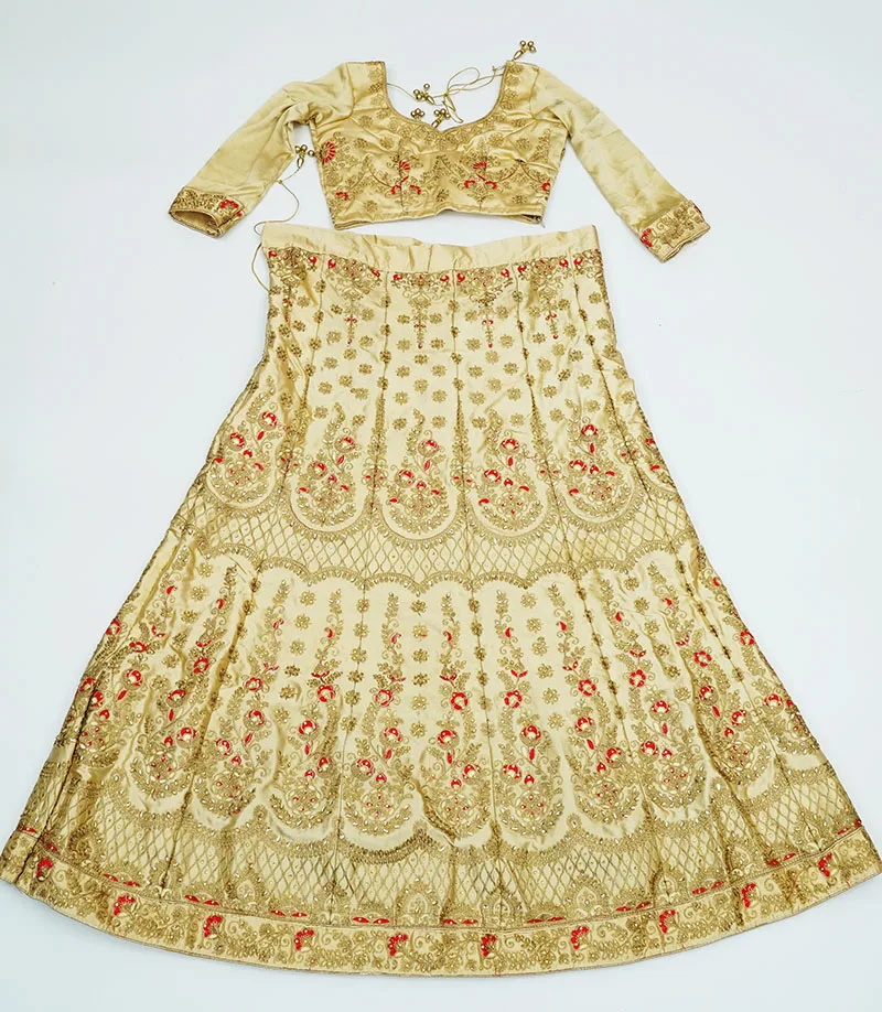Женское свадебное шелковое вышивка нитью Lehenga охотничье индийское пакистанское