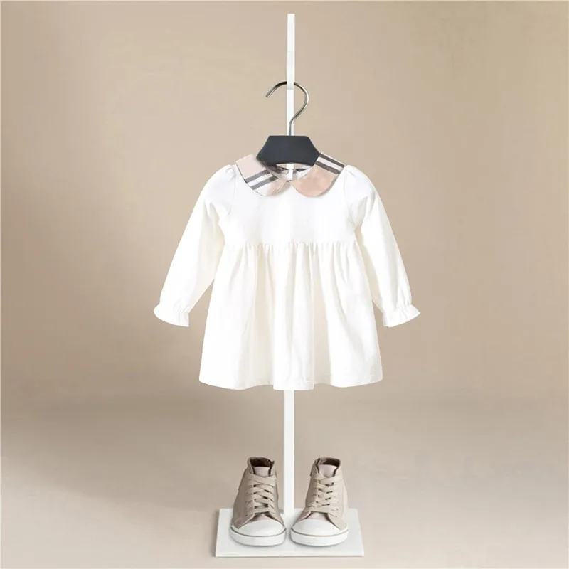

Girls Dress 2020 New Autumnr Brand Girls Clothes Lattice Turndown Collar Design Baby Girls Dress Party Dress for Infant Dresses