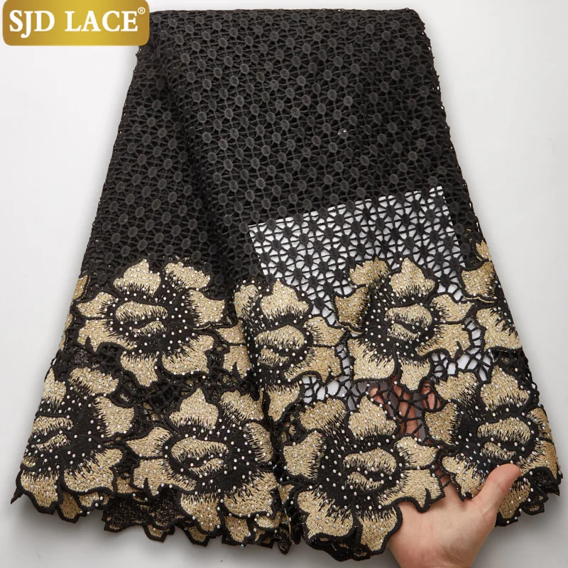 

Кружевная ткань SJD A2732, Водорастворимая Ткань из африканского шнура с тяжелыми камнями, гипюровая кружевная ткань для нигерийской вечеринки