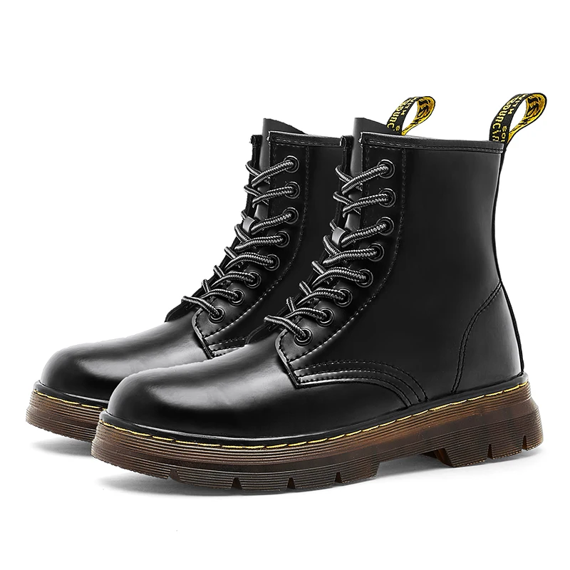 

New Martin boots Men Leather shoes High Top Fashion Winter Warm Snow shoes Dr. Motorcycle Ankle Boots Couple Unisex boot