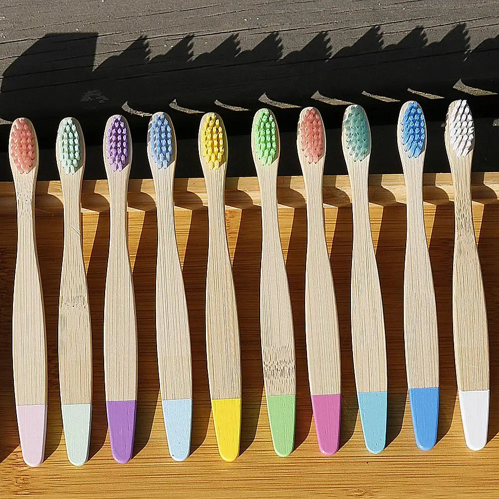 

Новый инструмент для чистки зубов из бамбука с мягкой щетиной для детей, 10 шт., зубная щетка для ухода за полостью рта