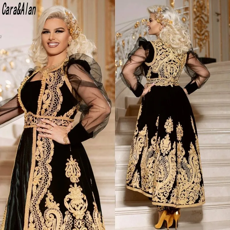 

Cara&Alan Three Pieces Albanian Caftan Pants Evening Dresses for Women Party 2022 Long Sleeves Traditional Kosovo Prom Gowns