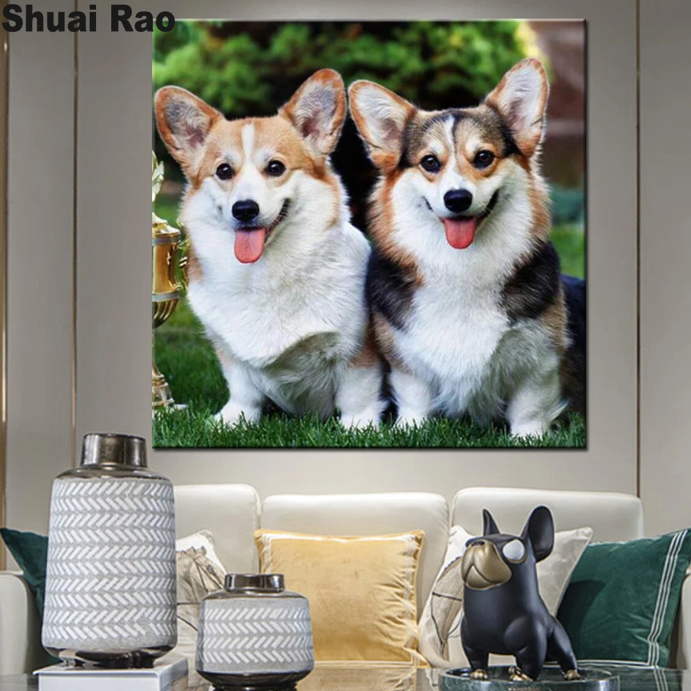 Welsh corgi 5d алмазная живопись для собак полностью квадратные круглые стразы мозаика