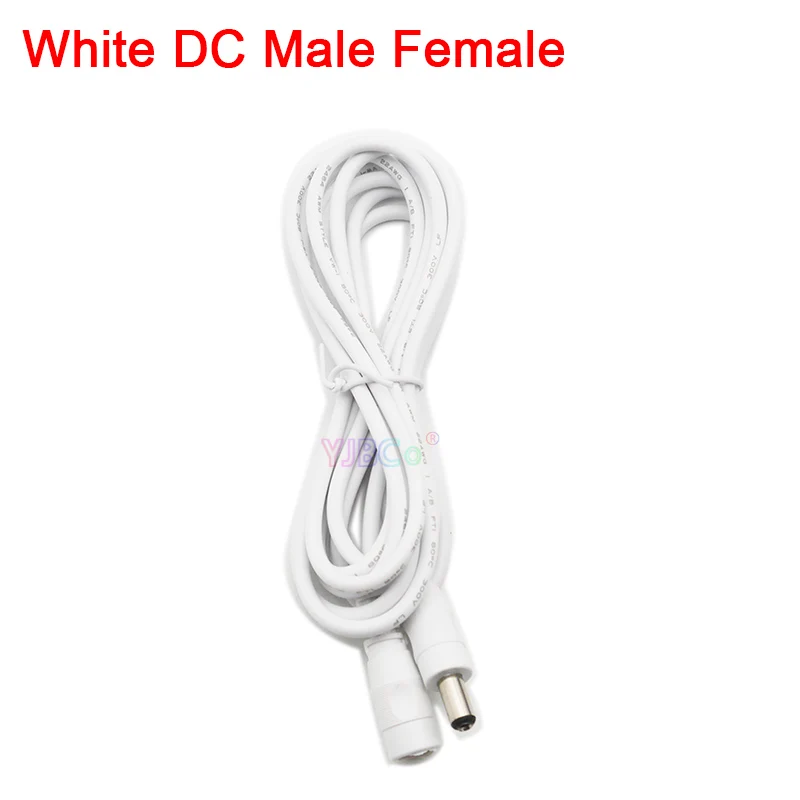 White DC Male Female Горячая 1 м 2 м 3 м 5 м DC 5,5X2,1 мм DC кабель Разъем питания с удлинителем DC женский и мужской Джек адаптер - Цвет: White DC Male Female