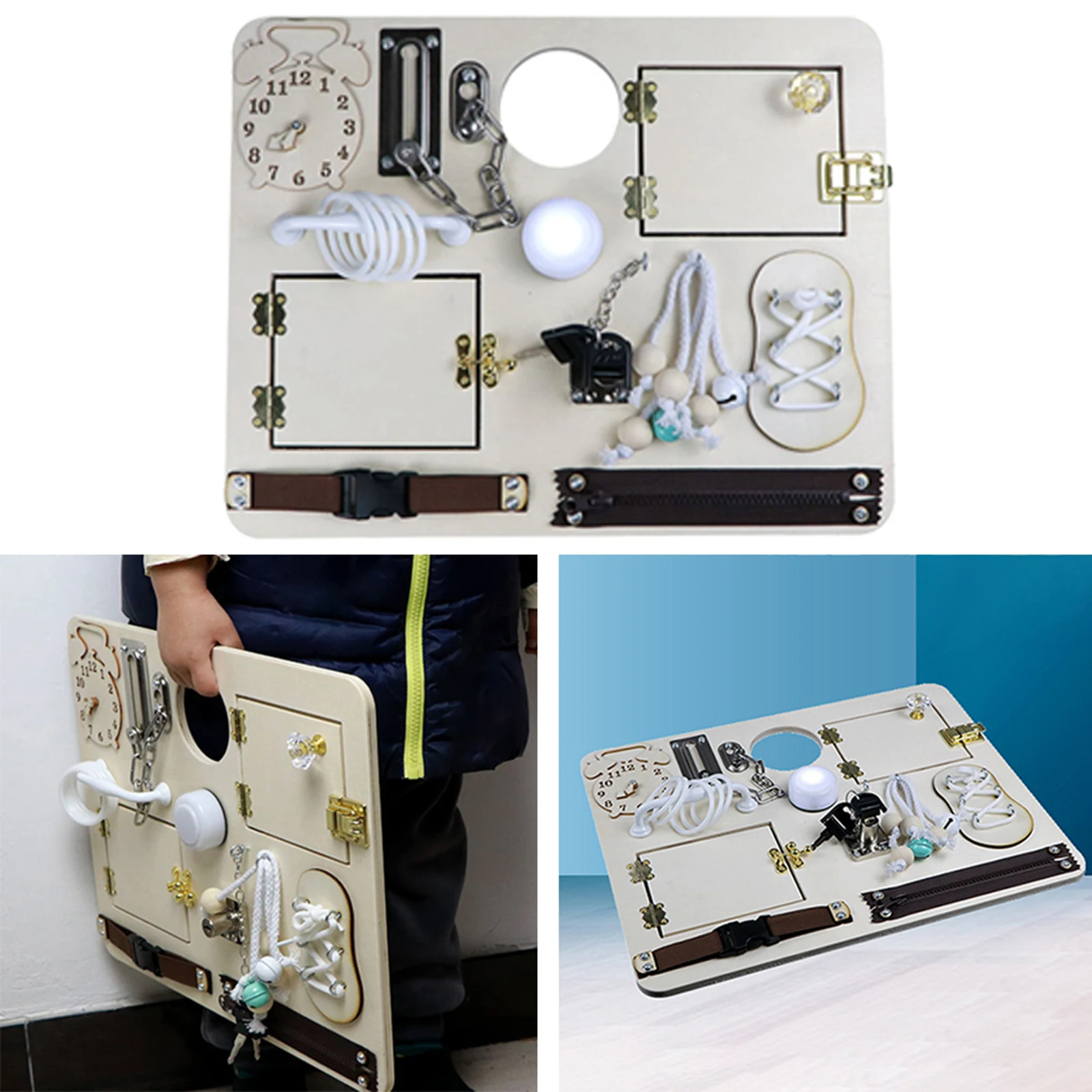 

Baby Portable Busy Board Zipper Buckle Motor Skills Speed Needs Training Educational Learning Montessori Travel Car Sensory Toy