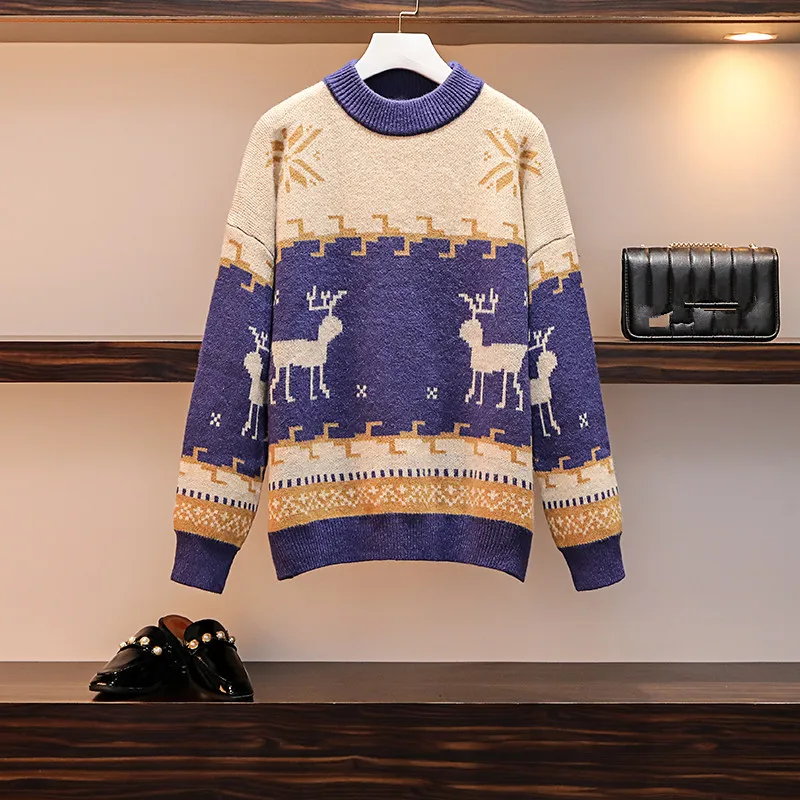 Женский модельный комплект из Свитера и брюк осенне зимний Свободный пуловер