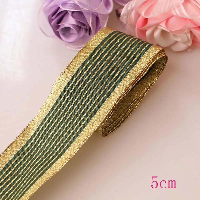 5cm2yard Аксессуары для творчества, лента с проволочным краем, Жесткая сетка, лента, Золотая и Серебряная лента, декоративная подарочная коробка с деревом, упаковка с бантом - Цвет: 5cm2yard