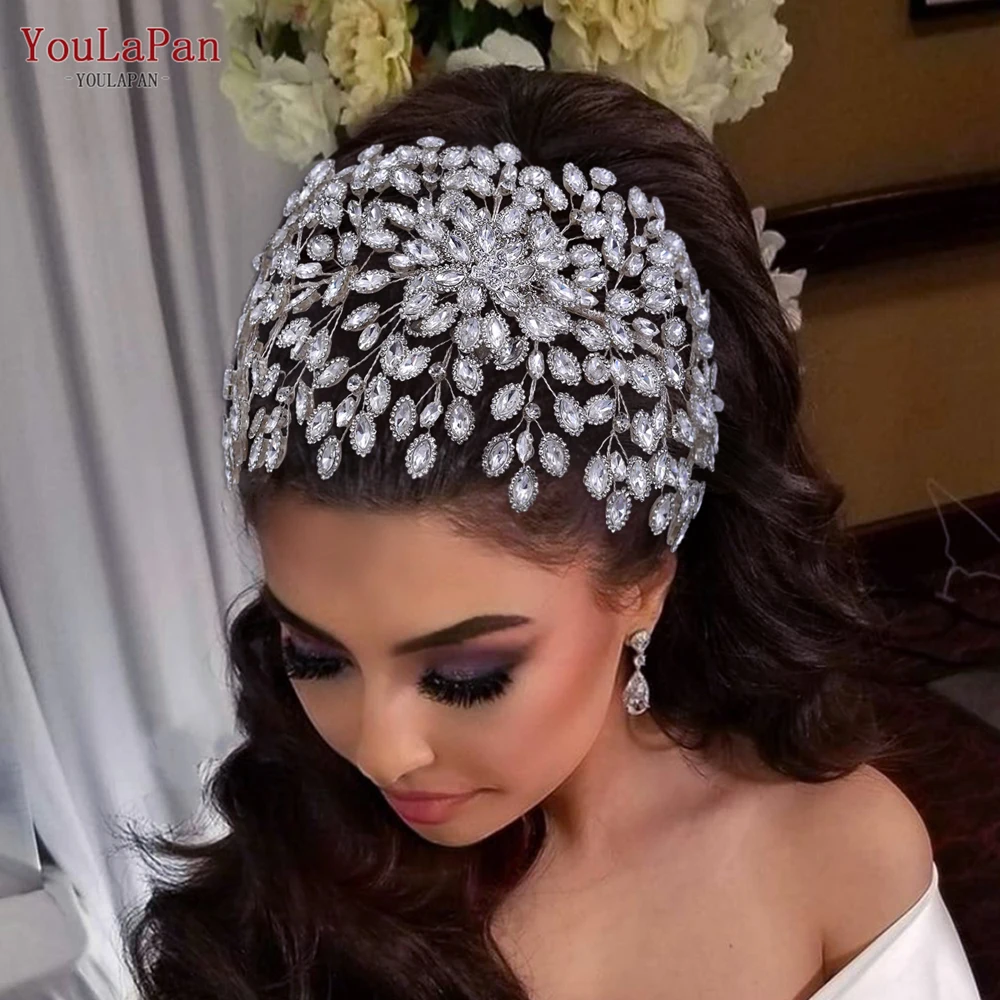 

YouLaPan Luxury Bridal Headband Woman Tiara Wedding Hair Accessories Rhinestone Headpiece Bride Diadema Pageant Headdress HP428