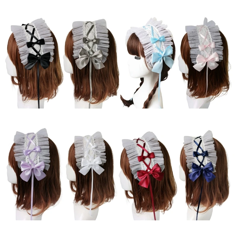 

Fashion Sweet Headbands Ordinary Hair Accessories Cute Lace Net Headwear with Fixed Clips for Tea Party Ordinary Wearing