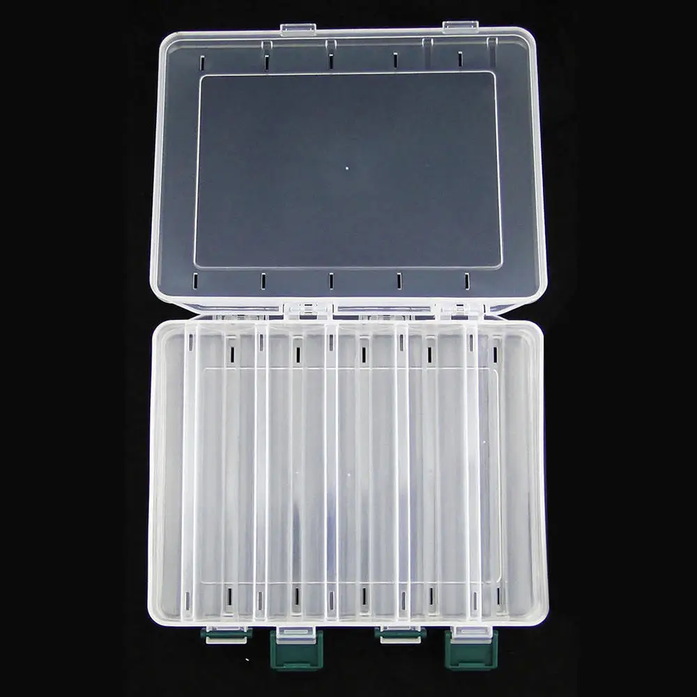 

10 Slots Adjustable Plastic Fishing Lure Hook Tackle Box Storage Case Portable Clear Tackle Multifunctional Organizer