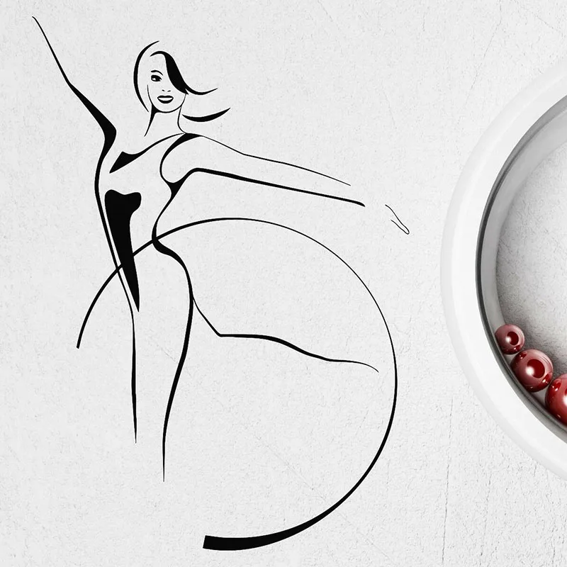 Наклейка на стену с изображением пикантной девушки Хула-обруч гимнастика