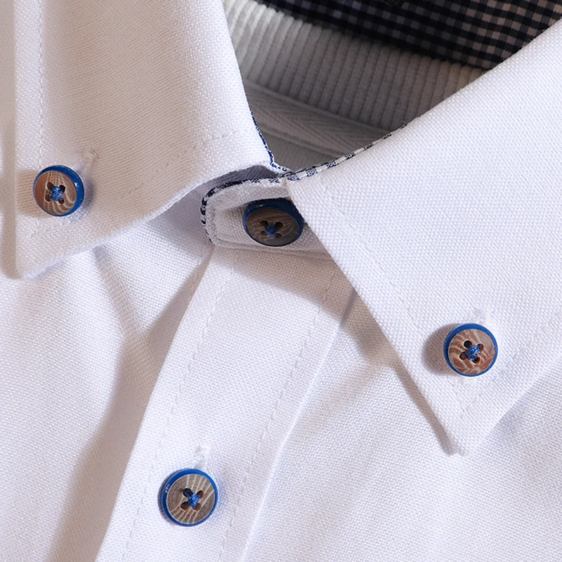 Мужская приталенная рубашка Повседневная дышащая из ткани Оксфорд с воротником