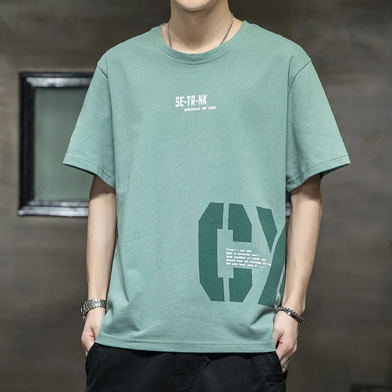 

T-shirt men's summer 2021 new trendy brand trend cotton casual half-sleeved clothes loose Korean compassionate