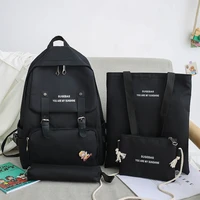 4 piece set kawaii school bags for teenage girls 2021 canvas travel backbag women bookbag teen student schoolbag fashion satchel