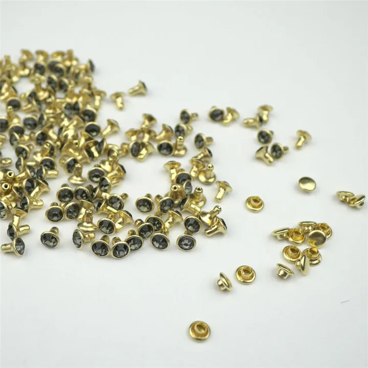 Gray Rivets 30/50/100, партиями по 6 комплектов мм с украшением в виде кристаллов заклепки из горного хрусталя шипы Сделай Сам кожевенное ремесло инструменты металлическими заклепками и аксессуары в стиле Панк Стразы Nieten halal лак для ногтей - Цвет: Gray Rivets