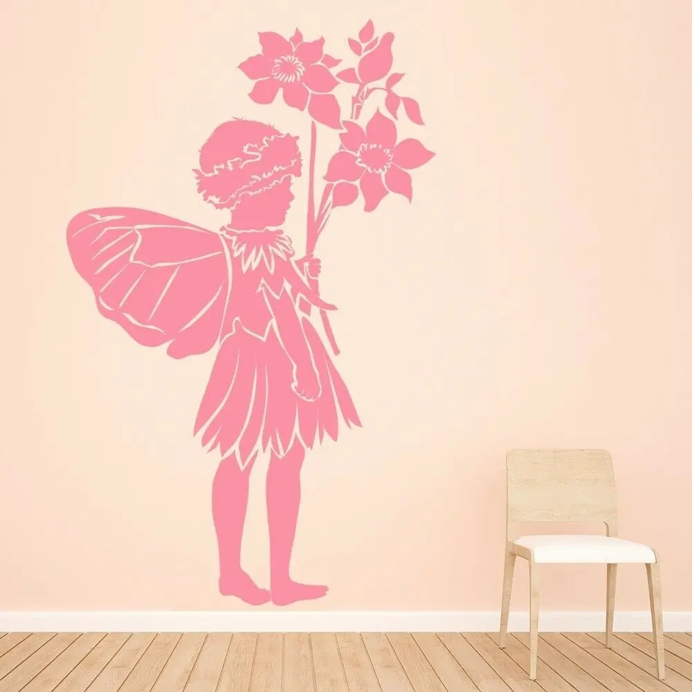 Девушка-бабочка наклейка на стену цветок сказочное искусство фреска двери окна