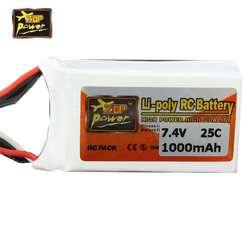 2019 перезаряжаемый аккумулятор ZOP power 7 4 V 1000mAh 2S 25C Lipo разъем JST для