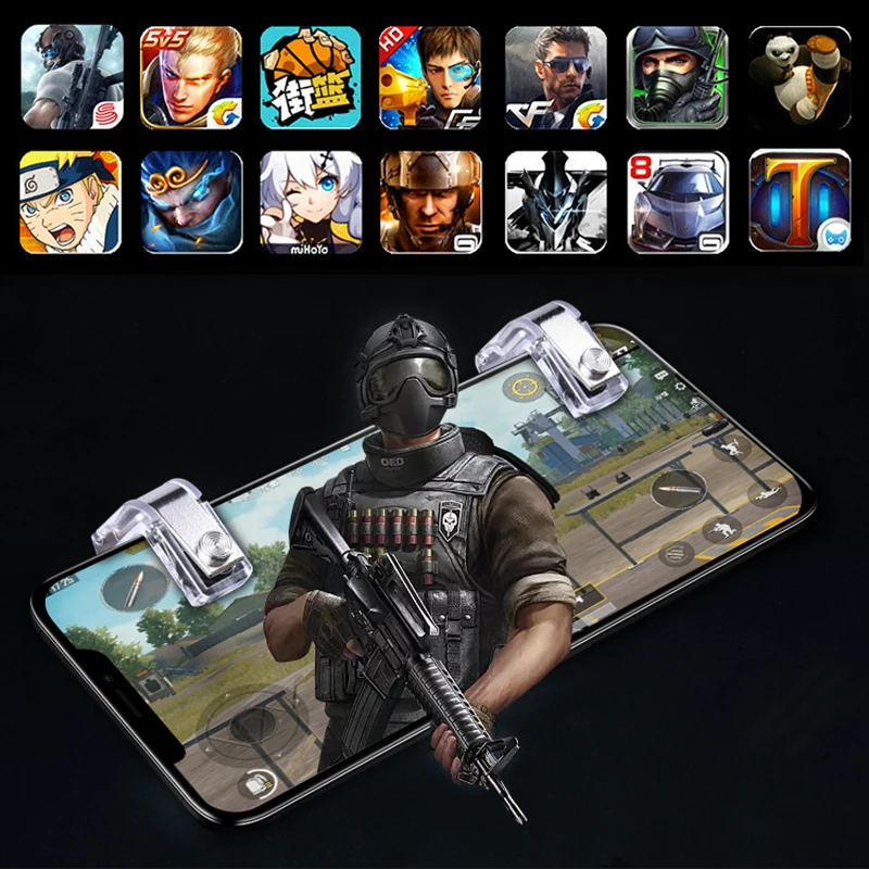 mobile phone game trigger for pubg gaming controller aim shooting l1 r1 alloy key button for ios android gamepad joystick 2022 free global shipping
