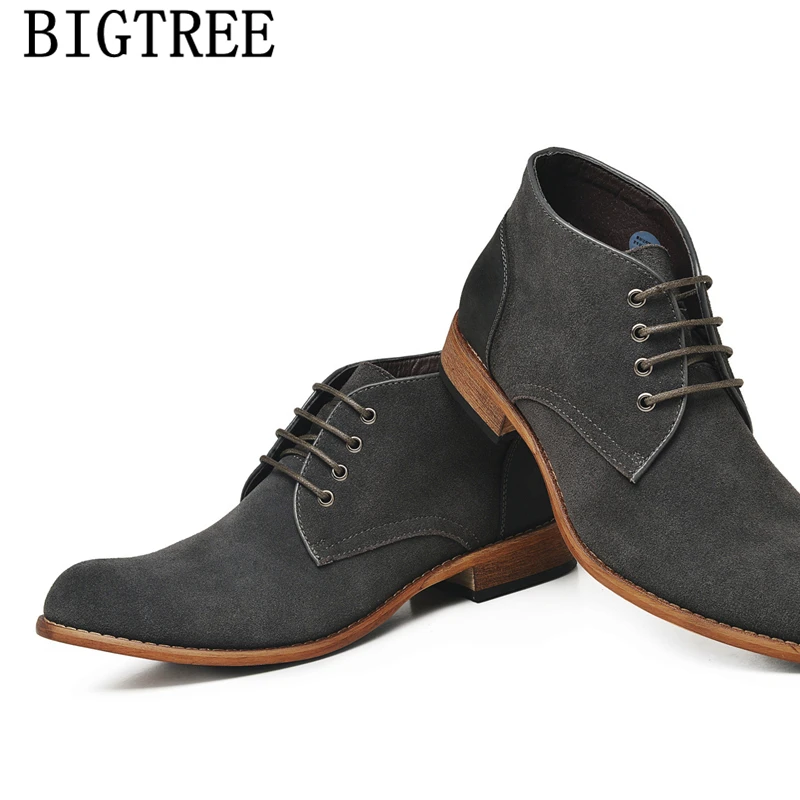 Ботинки мужские из натуральной кожи Модные ботильоны зимняя обувь пустынные