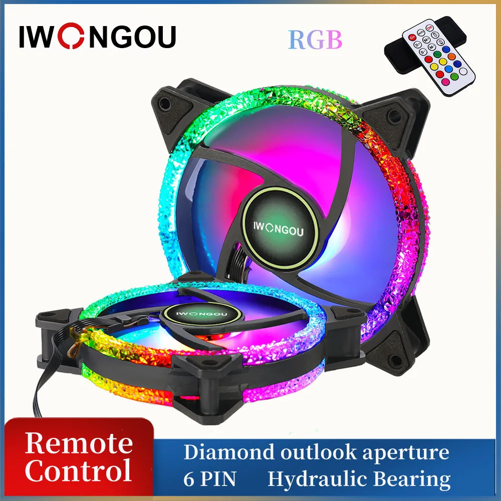 

Контроллер скорости вентилятора ПК IWONGOU, 120 мм, кулер для компьютера，1200 об./мин., бесшумный охлаждающий вентилятор Aura Sync, 12 В, 12 см, чехол для к...