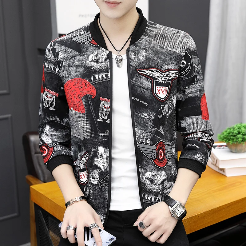 

Autumn/winter coat is mainly promoted for men's Korean slim eagle colorful down trend printed casual jacket students
