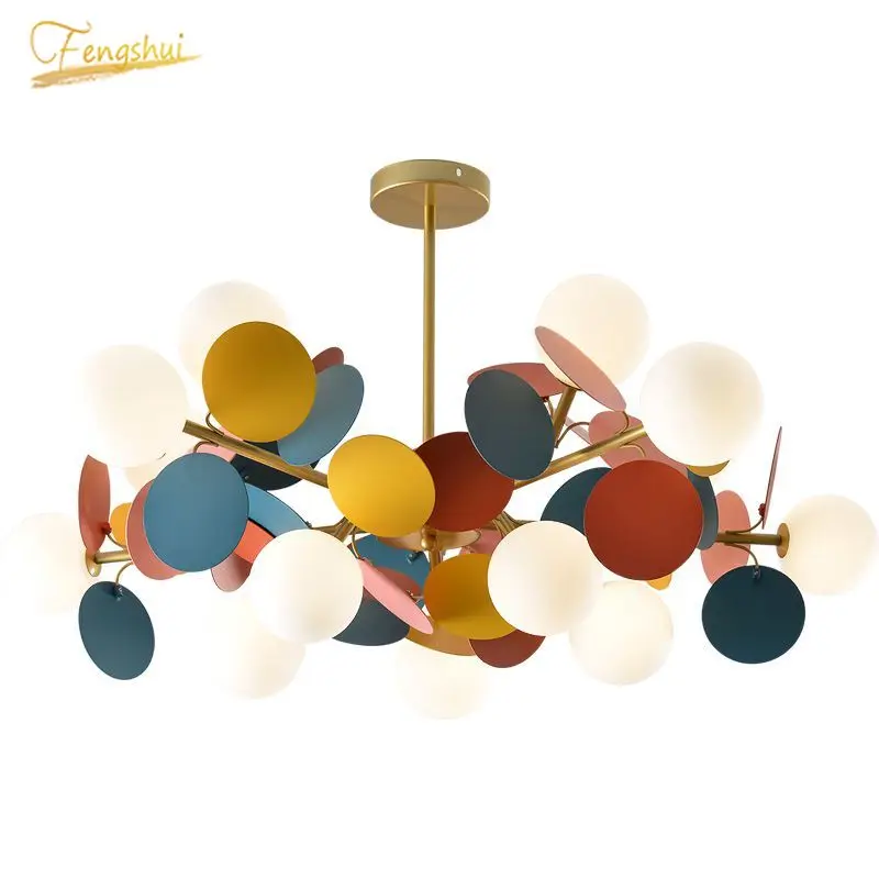 

Modern Macron Chandelier Lighting Living Room Kids Room Bedroom Nordic Children Room Lustre Chandeliers Home Decor Hanging Lamp