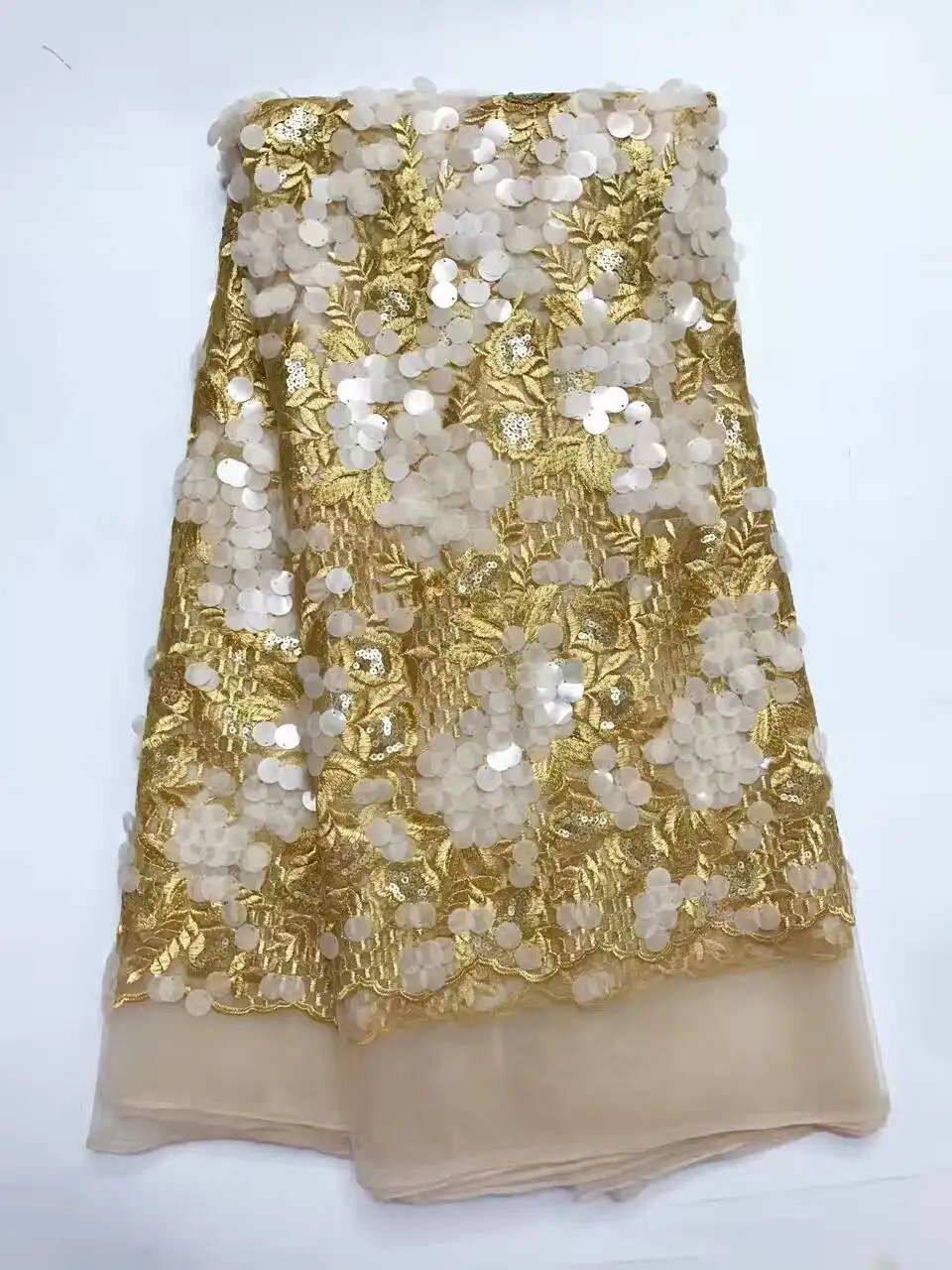 

African Lace Fabric 2021 High Quality Lace Nigerian Lace Fabrics Soft Lace And Tulle Fabric ALC-JL1069 Tulle With Sequins