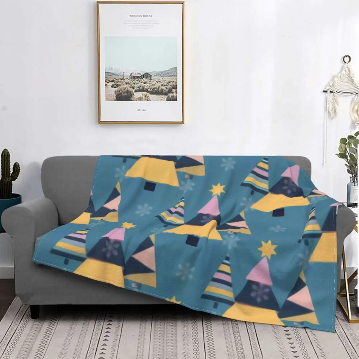 

Christmas Trees Decorations Printed Super Warm Breathable Plush Throw Blankets for Bedroom Office Couch Free Shipping