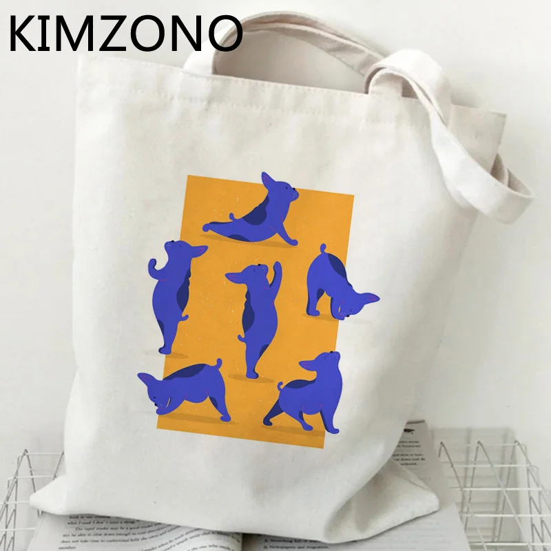 

French Bulldog shopping bag jute bag grocery recycle bag eco shopper tote bag woven shoping jute reciclaje sac tissu