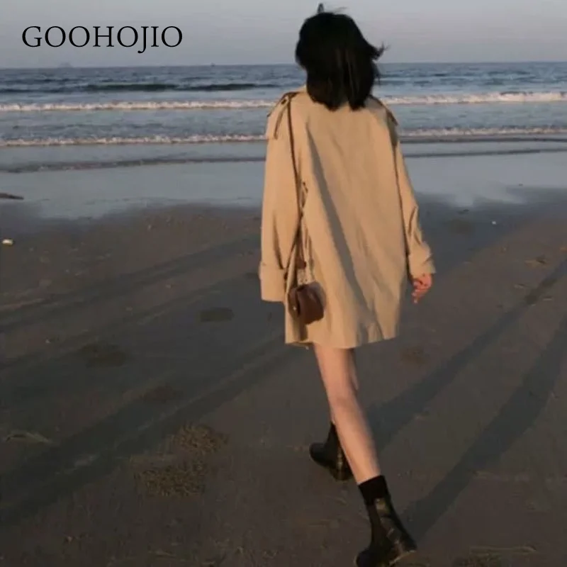 

GOOHOJIO 2021 New Spring and Autumn Temperament Vintage Women Fashionable Trench Mid-length Coats Women Casual Trench for Women