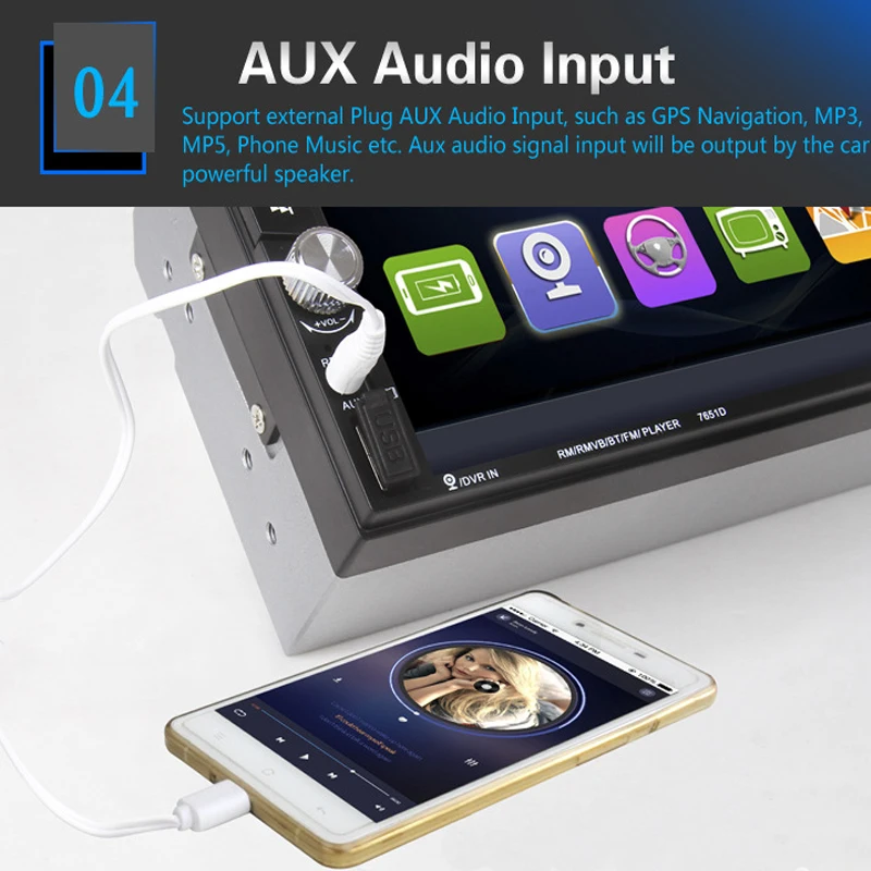 Автомагнитола HD 6," сенсорный экран стерео 2 Din Bluetooth FM ISO мощность SD USB Aux вход Mp5 плеер нет или с камерой