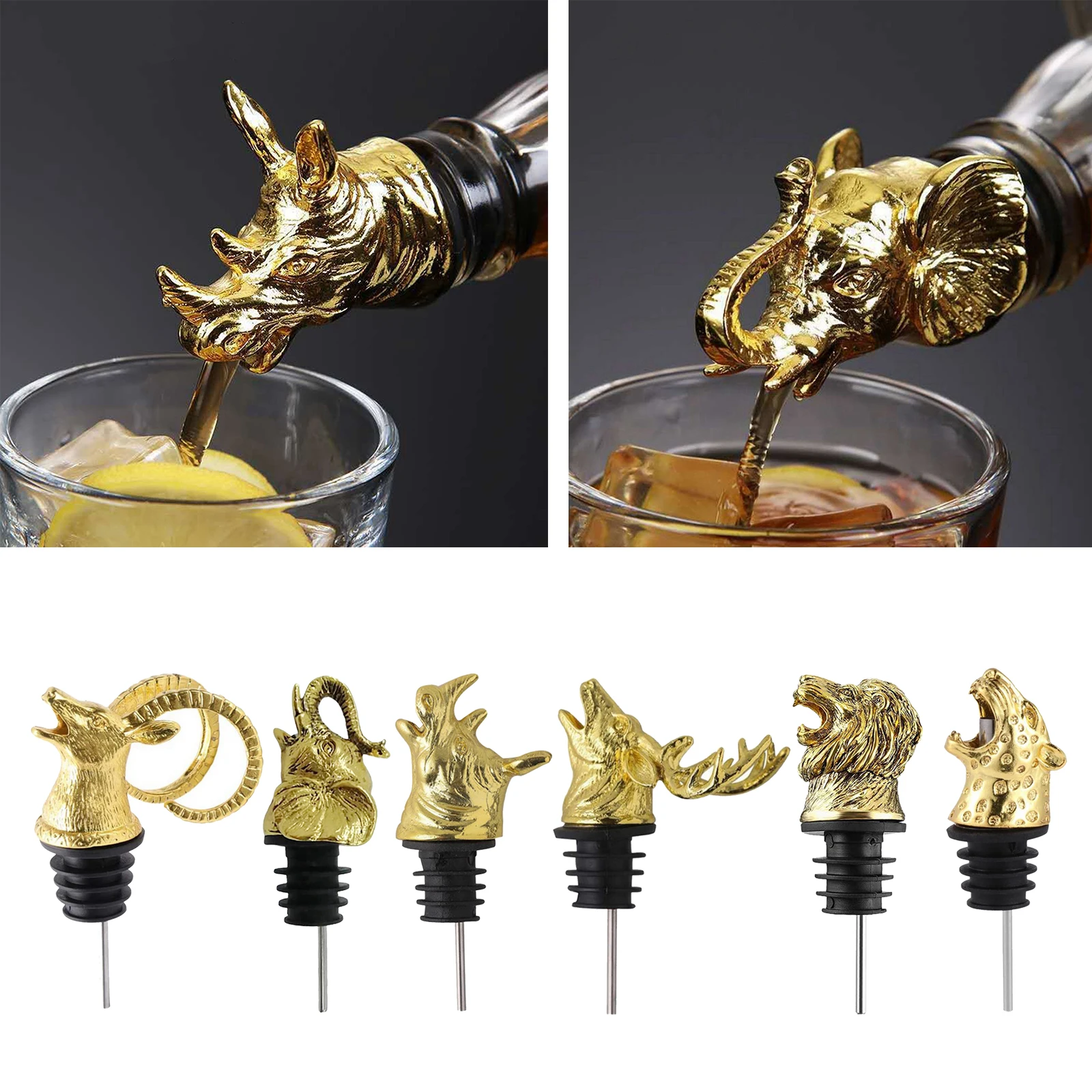 NEW Alloy+Silicone Wine Aerator Pourer Spout Wine Decanters Elephant Wine Stoppers Decanter Pourer Liquor Decanter Bottles