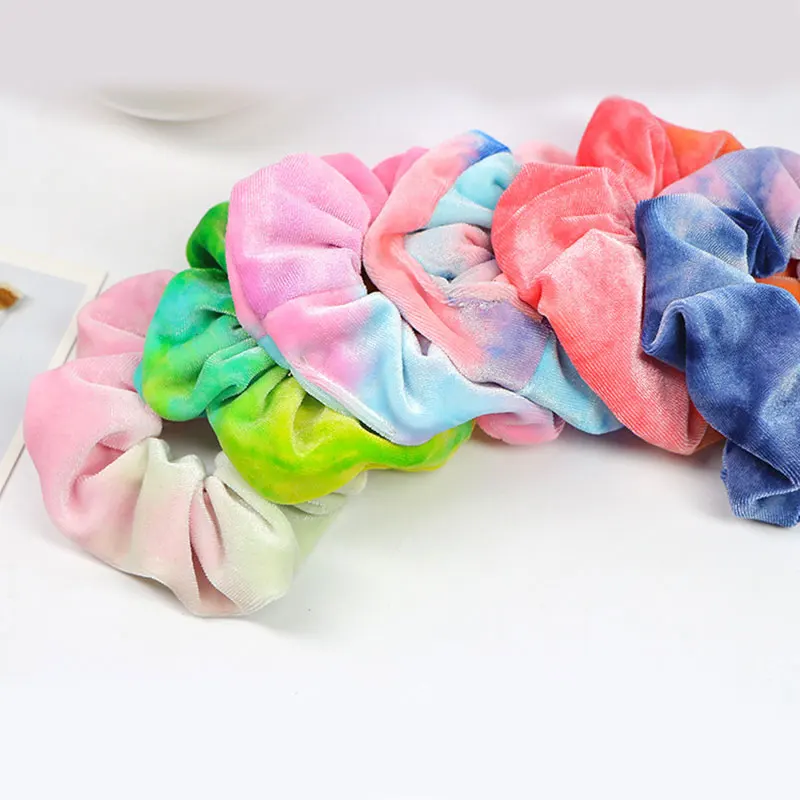 Новинка 2019 Радужное мягкое бархатное кольцо для волос резинка эластичные