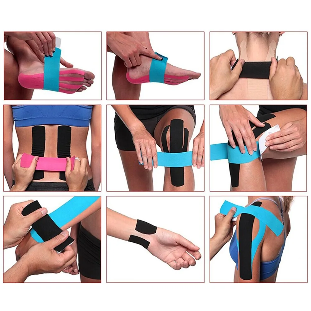 

Elastic Muscle Bandage Kinesiology Tape Roll Adhesive Knee Elbow Care Protector Waterproof Breathable Cotton Football Sports