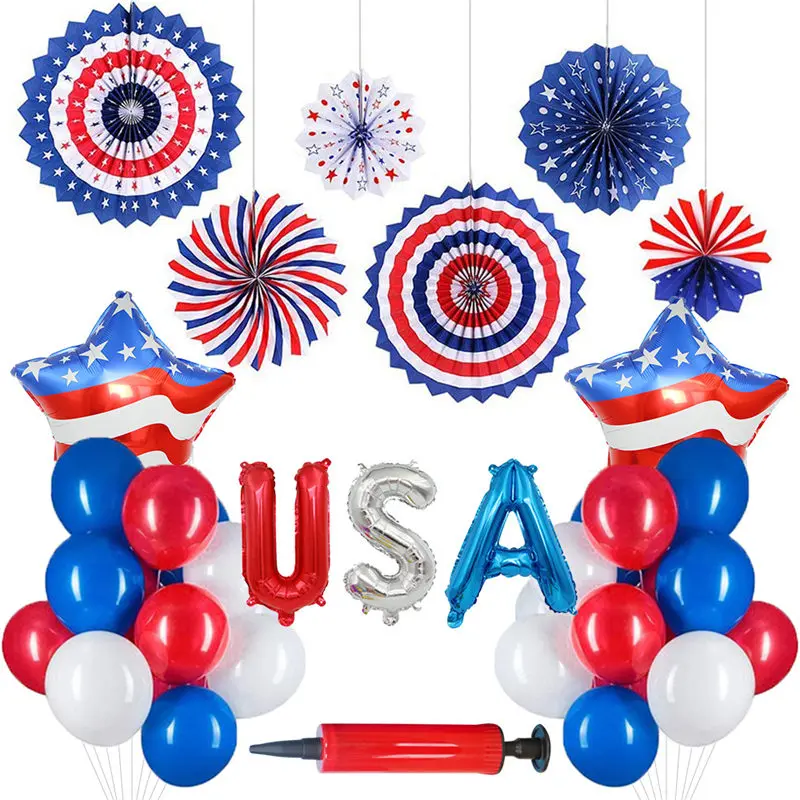 

nnovative Digital 74 American Independence Day National Day July 4th Aluminum Film Balloon Decoration Set Flag Patriotic