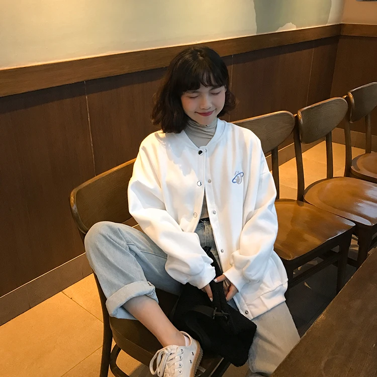 

Korean Style Warm Sweatshirt Female Winter Jacket and Coat Cartoon Embroidery Women Hooded Coats Womens 2 Colors