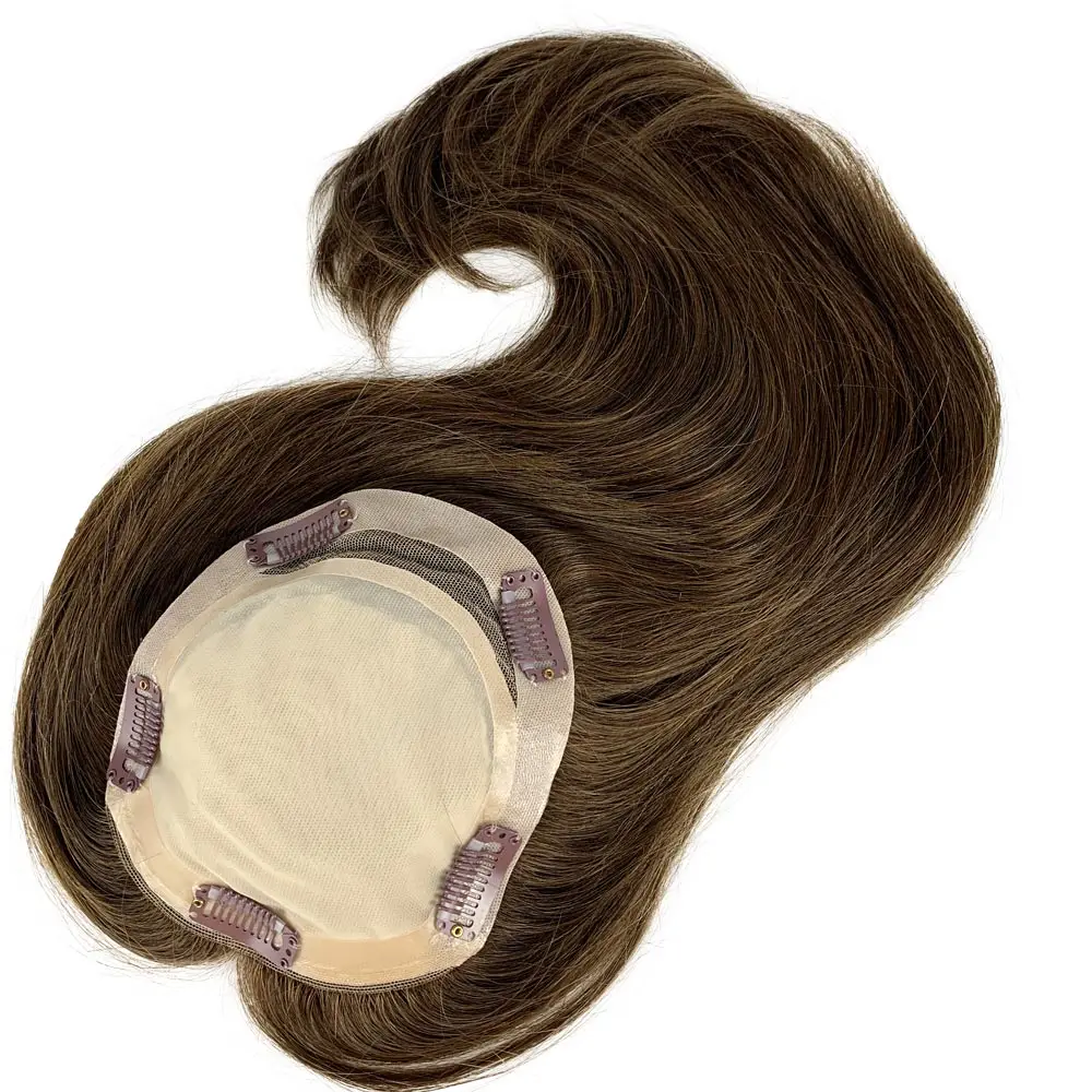 

Toupee Human Hair Topper for Women Silk Base 5x6inch Chinese Virgin Hair Clip in Hair Toppers Hairpieces