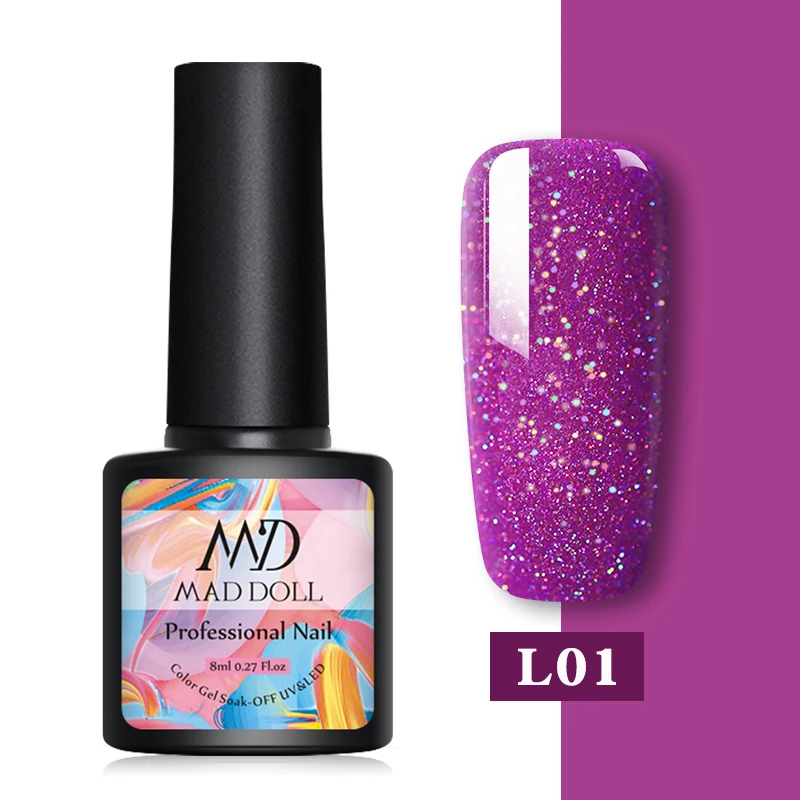 L01 MD MAD DOLL Магнитный Гель-лак голографический лак для ногтей кошачий глаз УФ Гель-лак Блестящий Гель-лак дизайн ногтей DIY маникюр - Цвет: L01