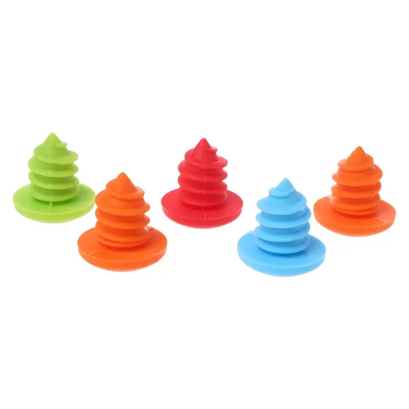 

5pcs Screw Design Silicone Wine Bottle Stopper Cork Plug Barware Bar Party Funny Gadget Tools